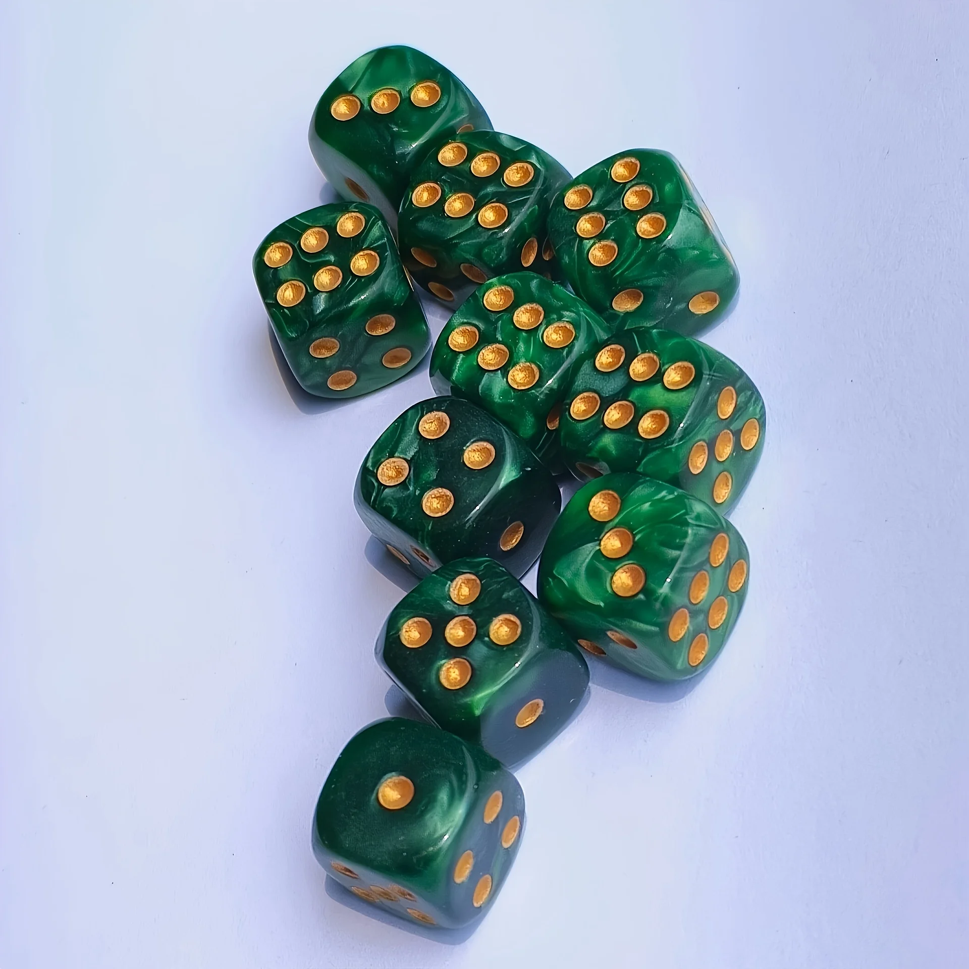 Gaming Accessories Deals - 10個入り 12mm パールスワール D6 ダイス、角丸6面アクリルスポットダイス、ボードゲーム、パーティーテーブルトップゲームアクセサリー用