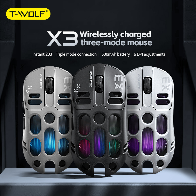 Gaming Accessories To Sell - ホットセール中 T-WOLF X3 トリモードゲーミングマウス 中空設計 8000DPI調整可能