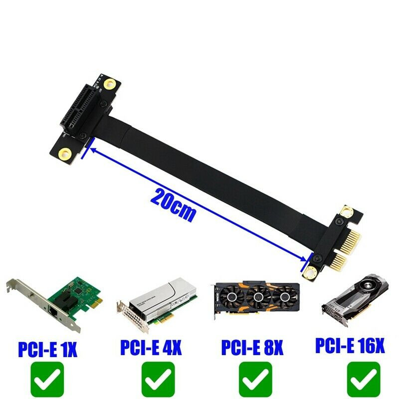Pcie Extension Cable - 90度PCI-E PCI Express 1X - 1Xスロットライザーカードコンバーター延長リボンアダプター延長ケーブルPCI-E
