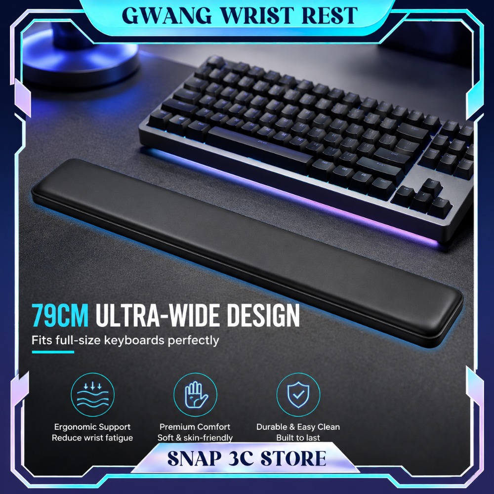 Wrist Rest Ergonomic - GWANGプレミアムレザーキーボードリストレスト、メモリーフォーム人間工学に基づいたハンドサポートクッション、痛み軽減デスクオーガナイザー（キーボード用）