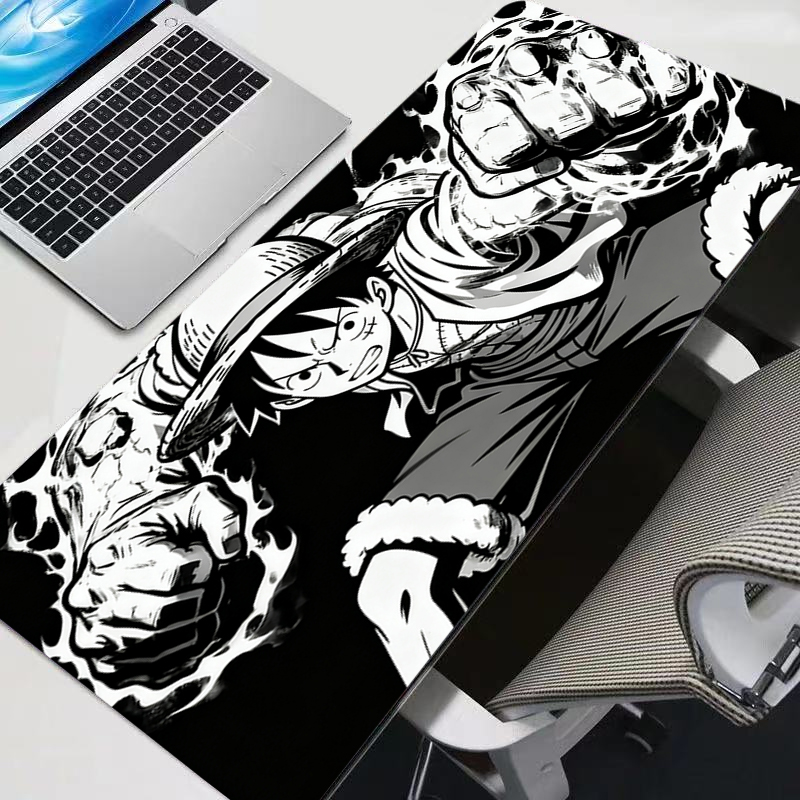 Gaming Accessories For Laptop - 白黒マウスパッド ワンピース ルフィ ビッグ ゲーマー ゲーミングアクセサリー