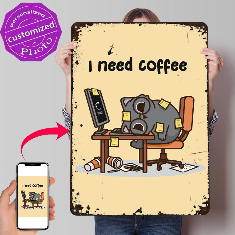 I Need Coffee 3D テクスチャメタルポスター  - Gaming Accessories You Need のレビューと価格