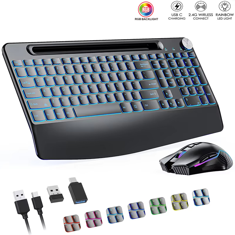 ワイヤレスキーボードとマウスのセットCタイプ,リストレスト付 - Wrist Rest Ergonomic のレビューと価格